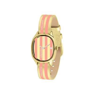 Montre Kelton Colorama rayée Pêche