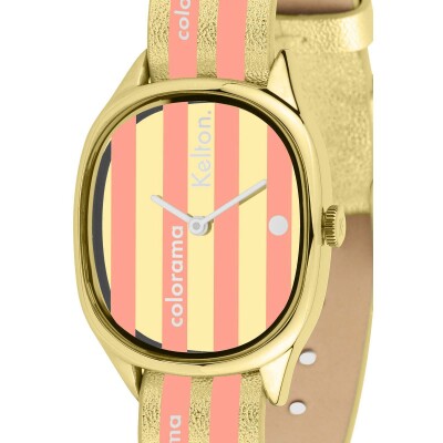 Montre Kelton Colorama rayée Pêche
