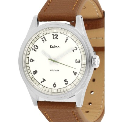 Montre Kelton Héritage Blanche Epsom camel