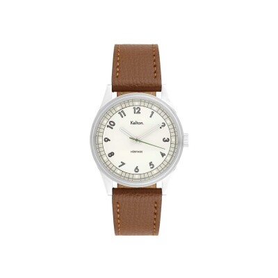 Montre Kelton Héritage Blanche Epsom camel