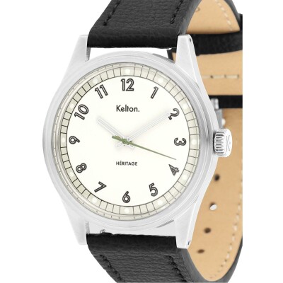 Montre Kelton Héritage Blanche Epsom noir