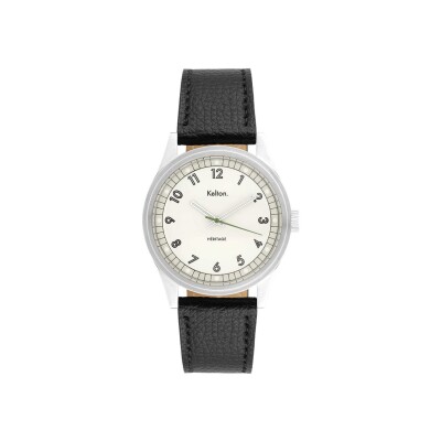 Montre Kelton Héritage Blanche Epsom noir