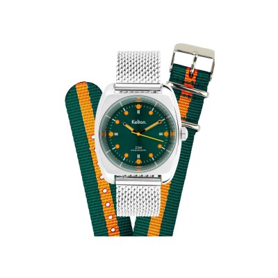 Coffret montre Kelton RC 2 Vert-orange Mesh et bracelet Nato