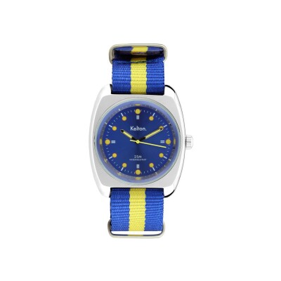 Coffret montre Kelton RC 2 Bleu-jaune Mesh et bracelet Nato
