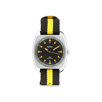 Coffret montre Kelton RC 2 Noir-jaune Mesh et bracelet Nato