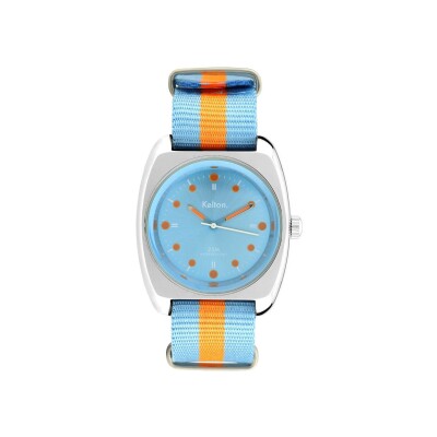 Coffret montre Kelton RC 2 Bleu-orange Mesh et bracelet Nato