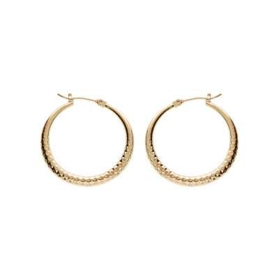 Boucles d'oreilles créoles en plaqué or, chute martelée