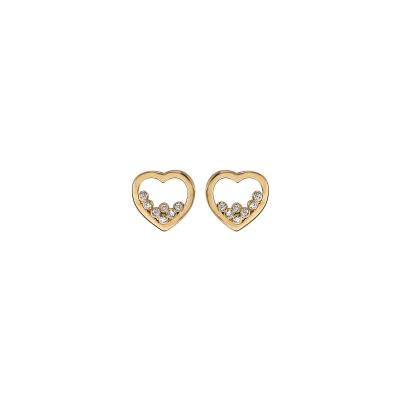 Boucles d'oreilles cœur en plaqué or et oxydes de zirconium