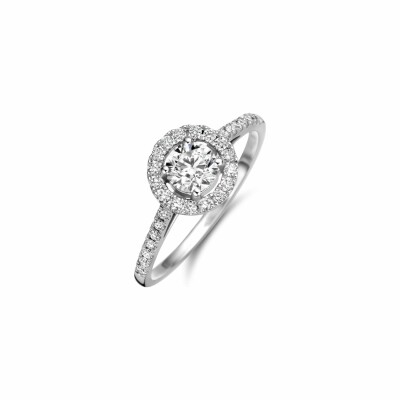 Bague entourage en or blanc et diamants