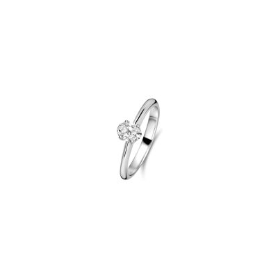 Bague solitaire en or blanc et diamant