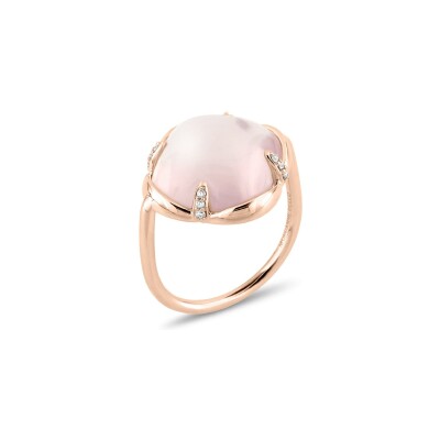 Bague Morganne Bello Songe en or rose, quartz rose et diamants