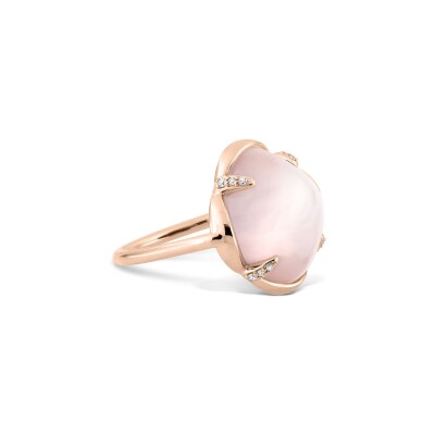 Bague Morganne Bello Songe en or rose, quartz rose et diamants