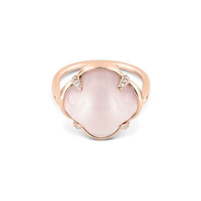 Bague Morganne Bello Songe en or rose, quartz rose et diamants