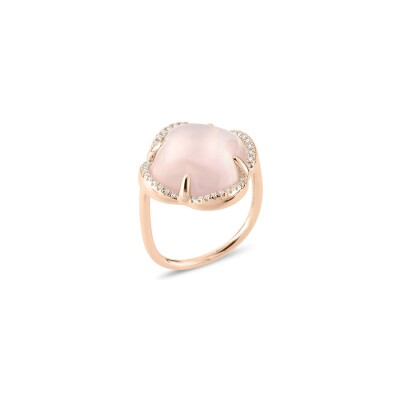 Bague Morgane Bello Songe en or rose quartz rose et diamants