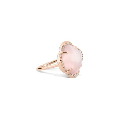 Bague Morgane Bello Songe en or rose quartz rose et diamants