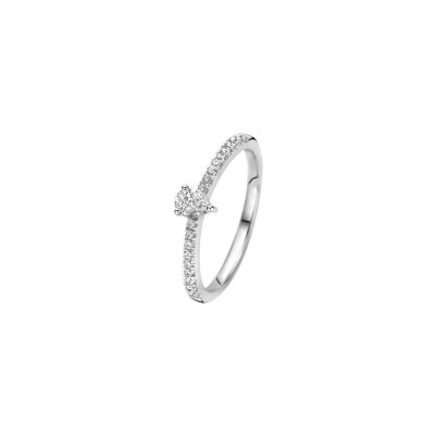 Bague solitaire Sidestones en or blanc et diamant
