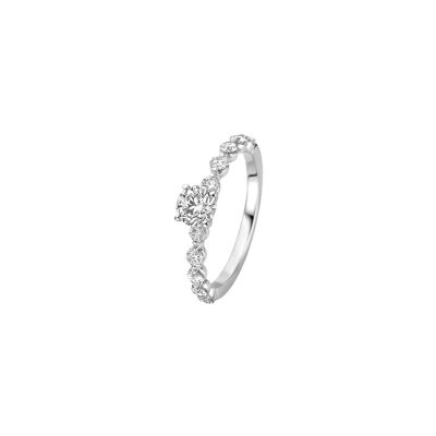 Bague solitaire Sidestones en or blanc et diamant