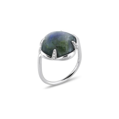 Bague Morganne Bello Songe en or blanc, labradorite et diamants