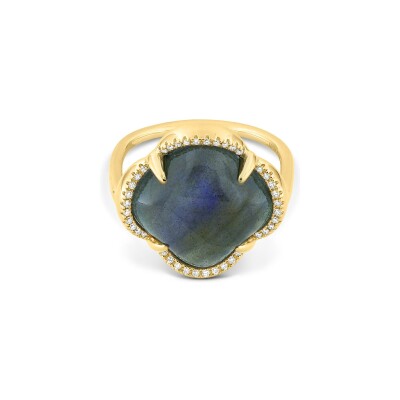 Bague Morganne Bello Songe en or jaune, labradorite et diamants