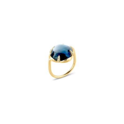 Bague Morgane Bello Songe en or jaune, topaze bleu london et diamants