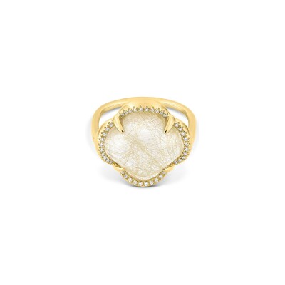 Bague Morganne Bello Songe en or jaune, quartz Rutile et diamants
