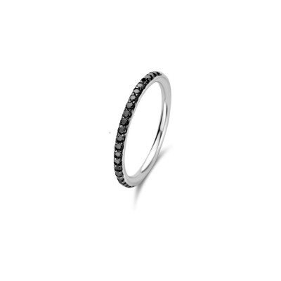 Bague One More Ischia Basic en or blanc et diamants noirs