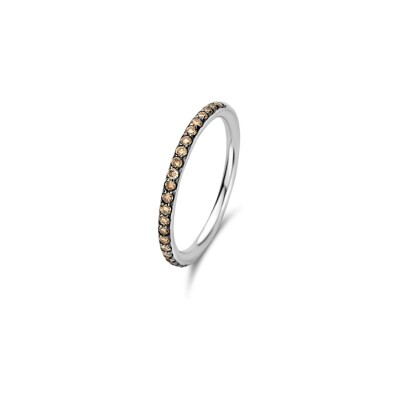 Bague One More Ischia Basic en or blanc et diamants bruns