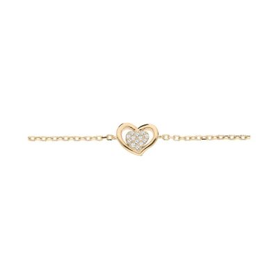 Bracelet cœur en plaqué or et oxydes de zirconium