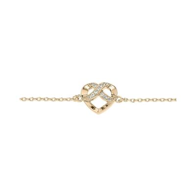 Bracelet cœur et infini en plaqué or et oxydes de zirconium