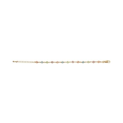Bracelet tutti frutti pastel en plaqué or et pierres de couleurs
