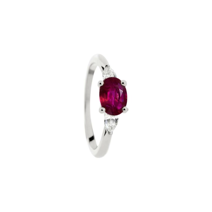 Bague Mademoiselle en or blanc, rubis et diamants