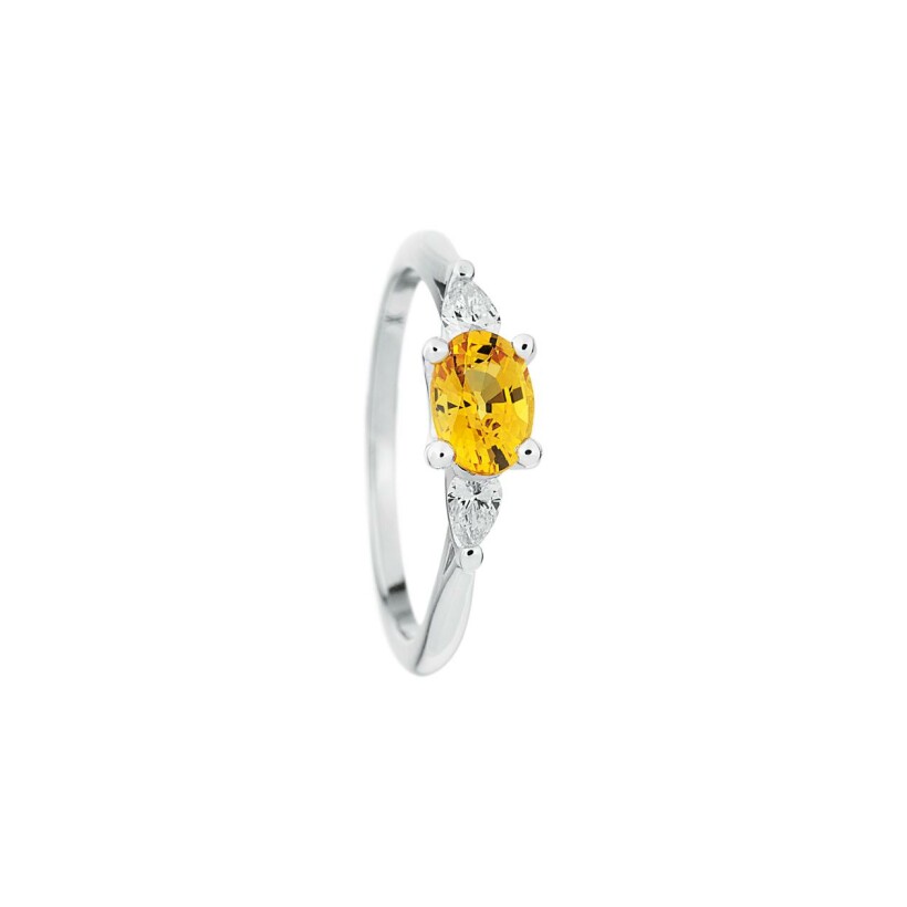 Bague Mademoiselle en or blanc, saphir jaune et diamants