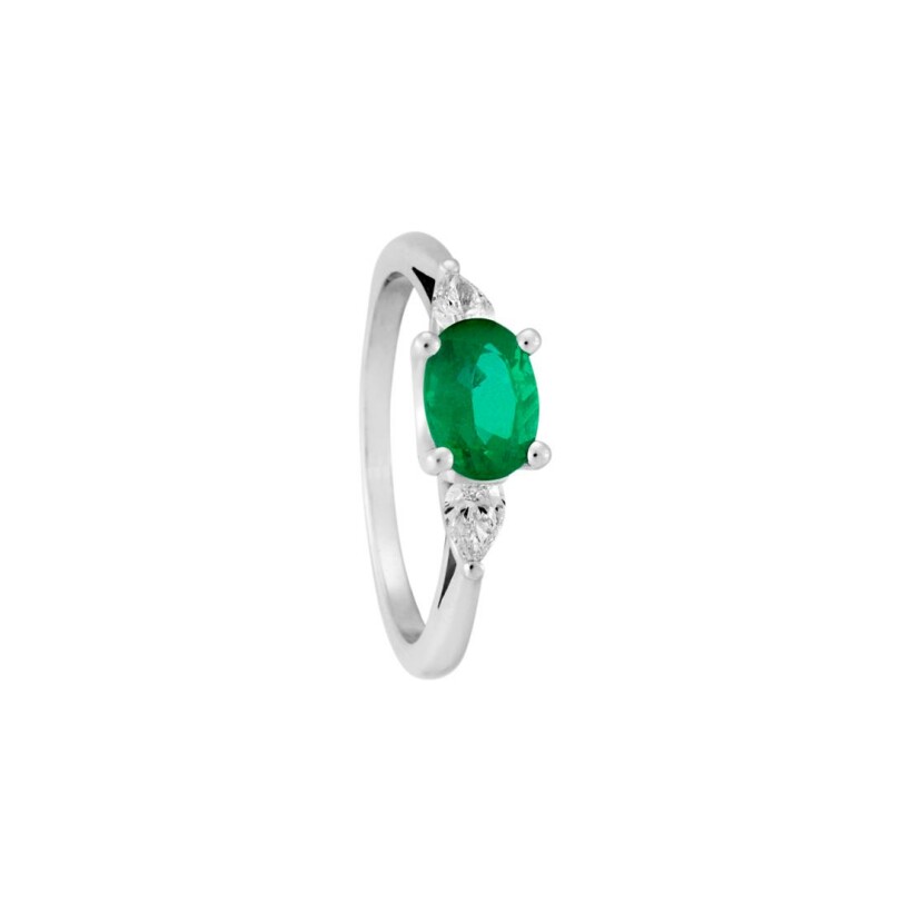 Bague Mademoiselle en or blanc, saphir vert et diamants