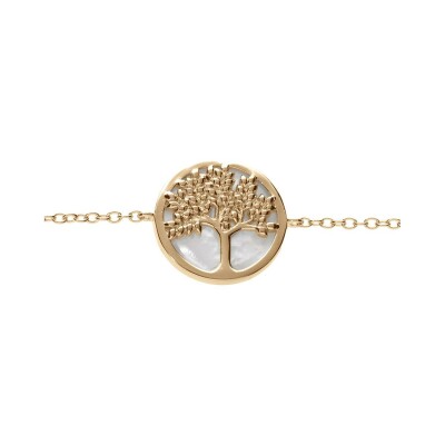 Bracelet Arbre de vie en plaqué or et nacre blanche