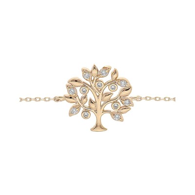 Bracelet Arbre de vie en plaqué or et oxydes de zirconium