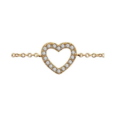 Bracelet cœur ajouré en plaqué or et pierres blanches