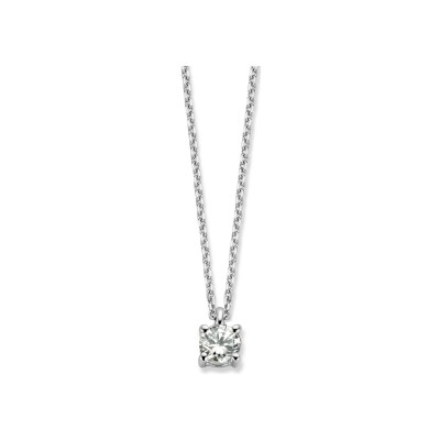 Collier solitaire en or blanc et diamant