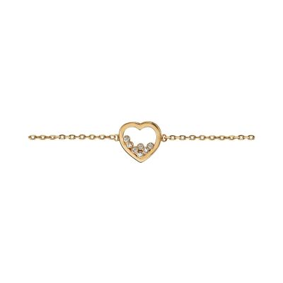 Bracelet cœur en plaqué or et oxydes de zirconium