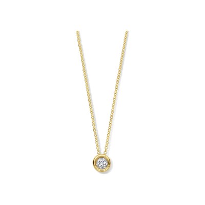 Collier solitaire en or jaune et diamant