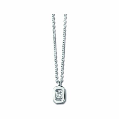 Collier solitaire en or blanc et diamant de 0.1ct