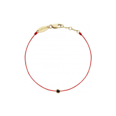 Bracelet RedLine K-Color fil rouge avec diamant noir de 0.10ct serti clos, or jaune