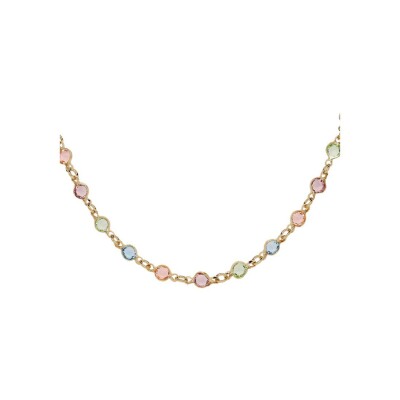 Collier tutti frutti pastel en plaqué or et pierres de couleurs