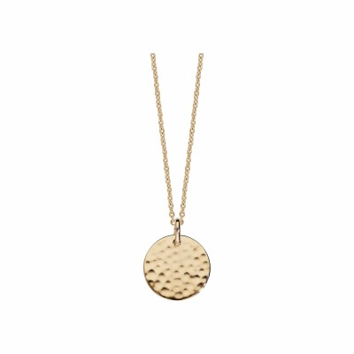 Collier plaqué or pendentif pastille 15mm martelée 40+4cm