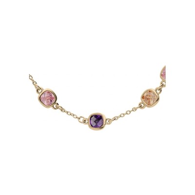 Collier en plaqué or et pierres de couleurs
