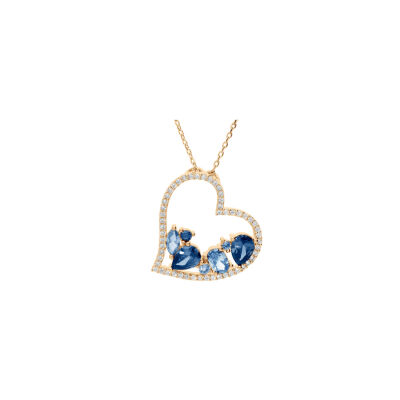 Collier cœur en plaqué or et oxydes de zirconium, 40+5cm