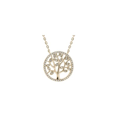 Collier Arbre de vie en plaqué or et oxydes de zirconium