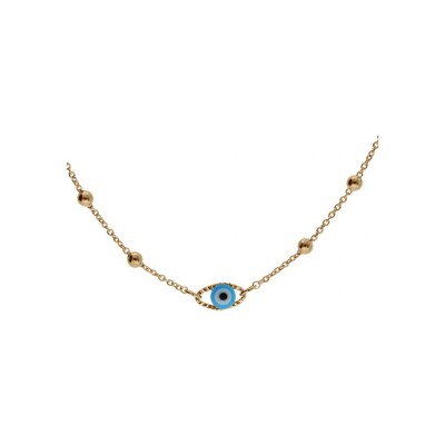 Collier plaqué or oeil de la chance bleu 40+5cm
