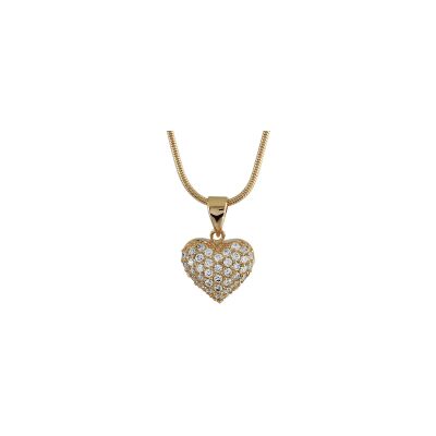 Collier cœur en plaqué or et pierres blanches