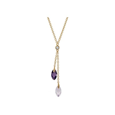 Collier en plaqué or et pierres de couleurs
