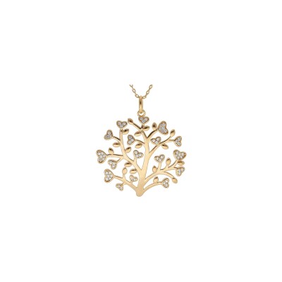 Collier Arbre de vie en plaqué or et oxydes de zirconium